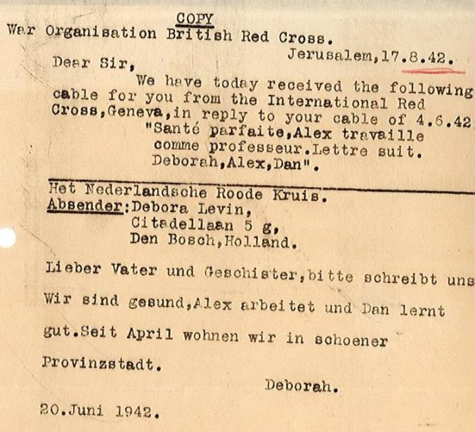 מכתב ששלחה דבורה ב-20.6.1942